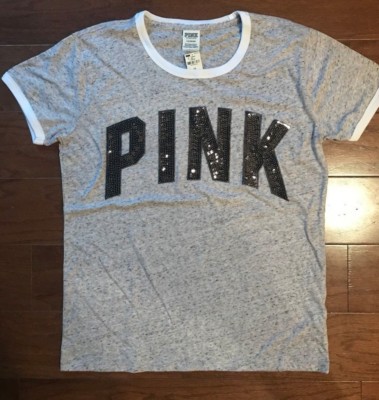 T-shirt Victoria's Secret PINK Bling - Encolure Scoop/crew - Rose - NEUF Avec étiquettes