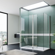 Wet Room Shower Enclosure Screen With Flipper And Tray Walk In 8mm Glass Cubicle