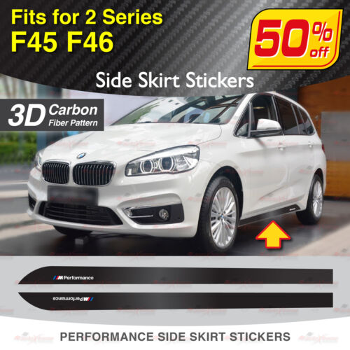 Seitenschweller Rennstreifen 3D CARBON MUSTER Logo Aufkleber für BMW F45 F46 2er - Picture 1 of 10