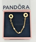 New 100% Authentic PANDORA 14k Gold Pl Triple Clear Stone Safety Chain 763515C01