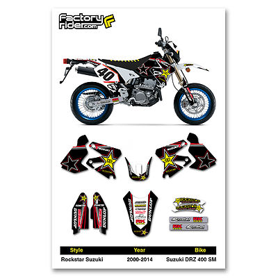 2000-2014 SUZUKI DRZ 400 SM Rockstar Motocross Graphics Dirt bike Graphics kit