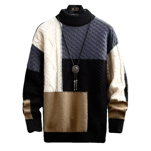 Mens Knitted Tops Long Sleeve Casual Pullover Warm Jumper Crew Neck Sweaters