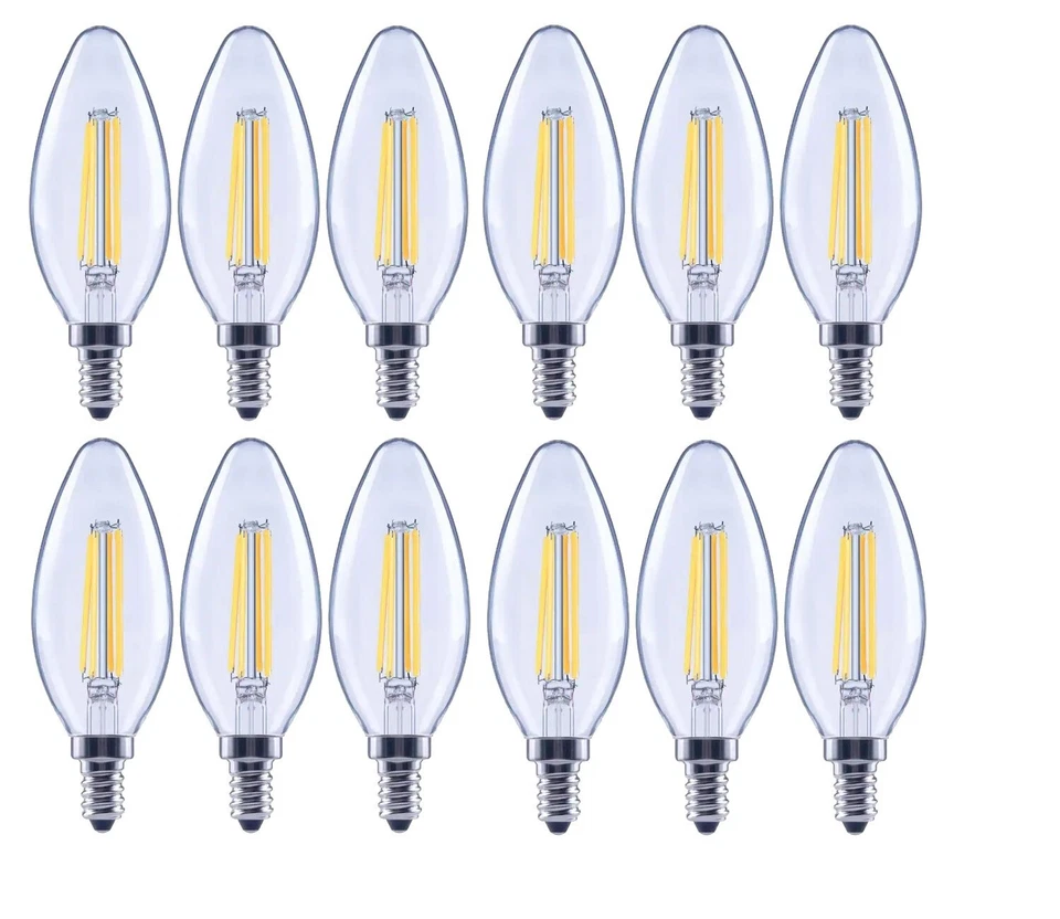 EcoSmart 100-Watt B13 E12 Candelabra LED Edison Light Bulb Bright White 12 Bulbs - Image 2 of 4