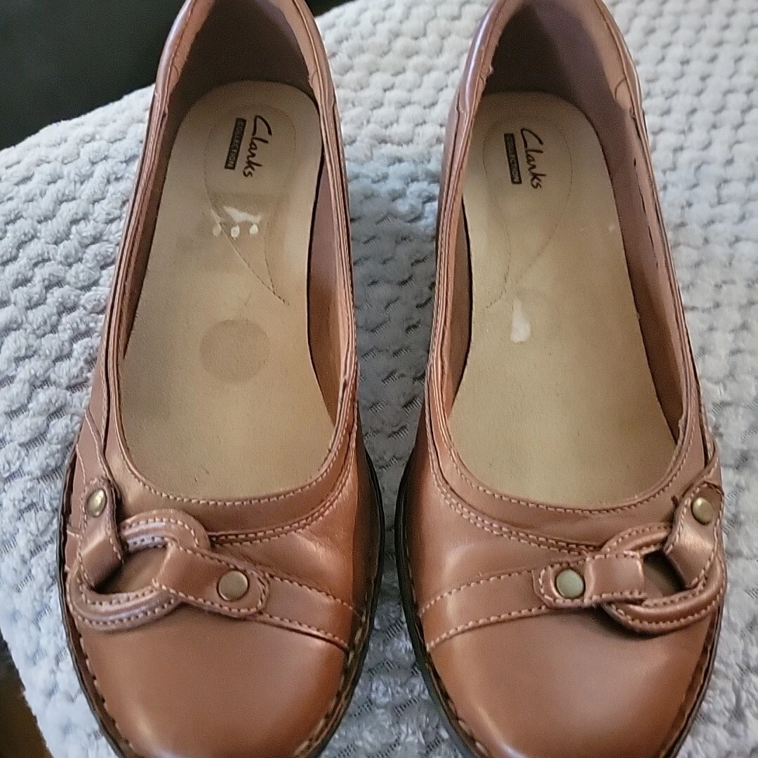 Scarpe Clarks Collezione Donna TG 10M Mocassini Carriera Pelle Marrone Slip On