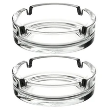 2-Pack Modern Glass Ashtrays Portable Decorative for Home Office Patio Clear
