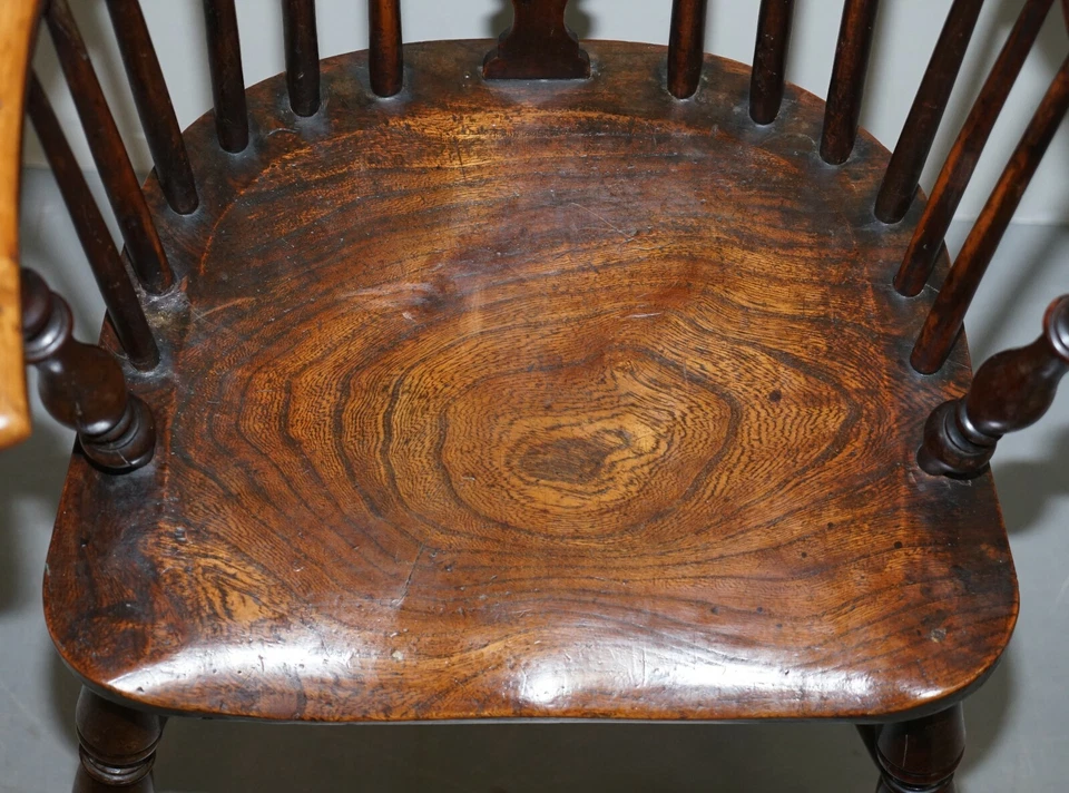 1 DE 6 SILLONES WINDSOR OLMO MACIZO CIRCA 1860 MUEBLES DE CASA DE CAMPO INGLESA Foto 4 de 4