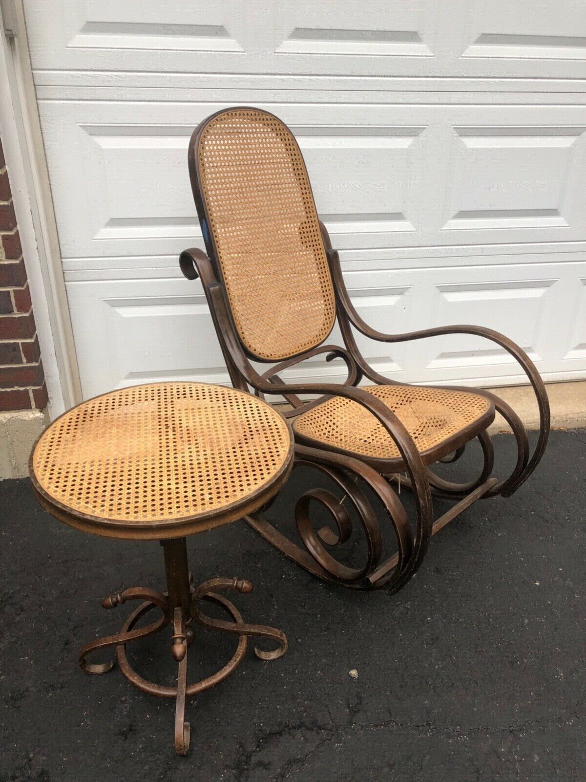 1970's Bentwood rocker and side table