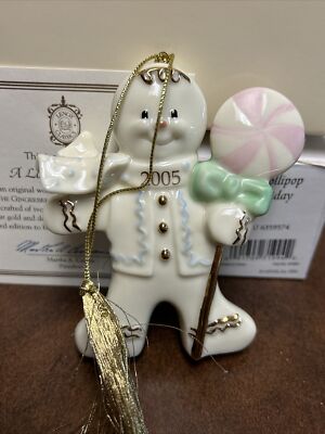 Lenox 2005 Annual Gingerbread Man Ornament A Lollipop Holiday COA & Both Boxes