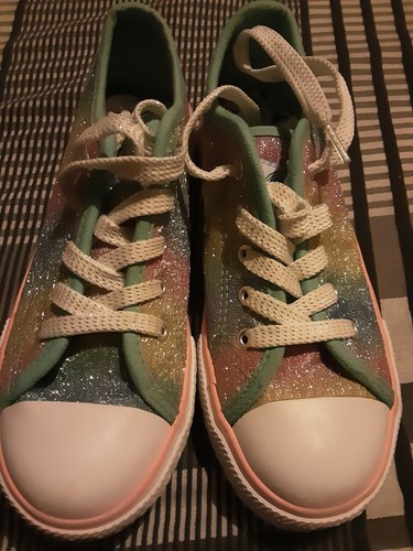 Rainbow Glitter Girl canvas low shoe 