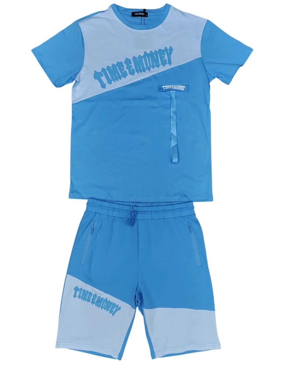 Mens Tracksuit Set Time Is Money Cotton T Shirt & Shorts Men Top Sports Gym Wear