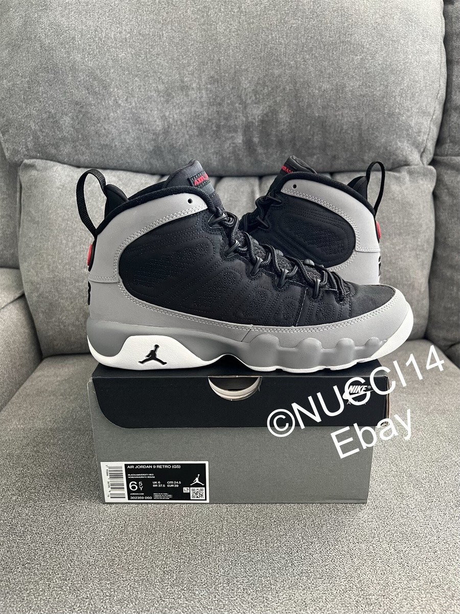 Size 6.5Y - Nike Air Jordan 9 Retro Particle Grey GS with Size 6.5Y - Nike Air Jordan 9 Retro Particle Grey GS with