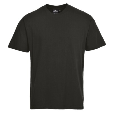 Portwest B195 Turin Premium Unisex Arbeit T-Shirt Schwarz Baumwolle M