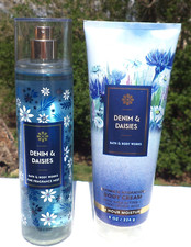 Bath  Body Works DENIM  DAISIES Fine Fragrance Mist  Body Cream SET of 2 NEW