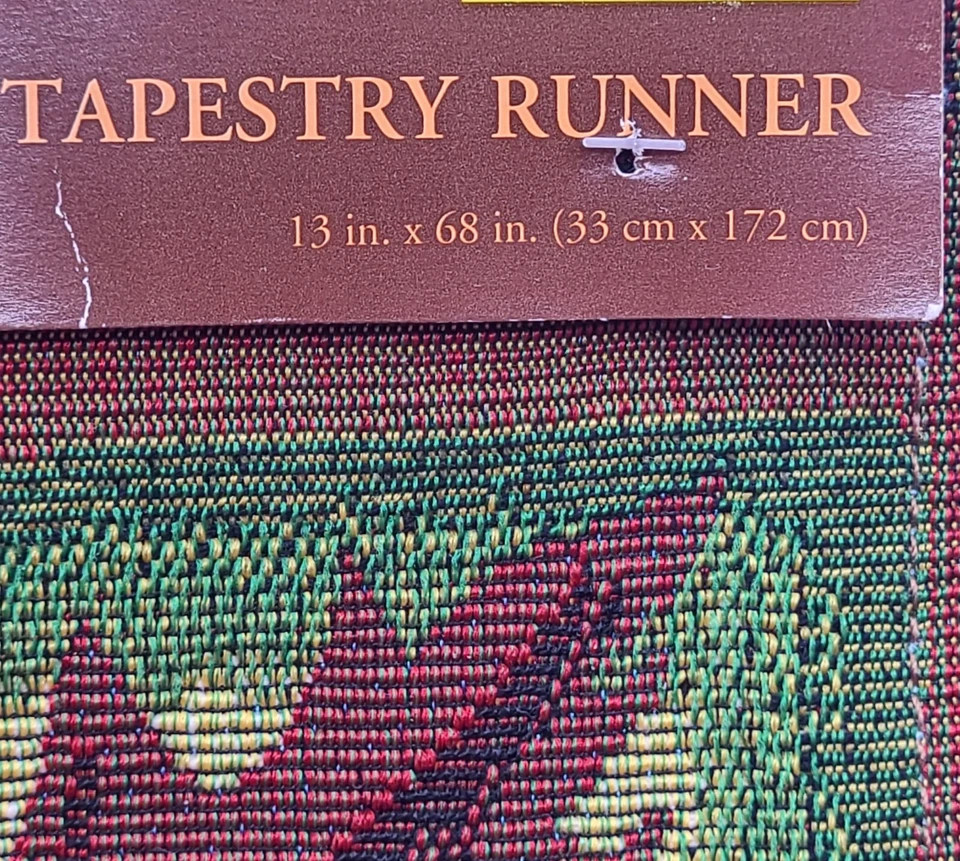 Tapestry Table Runner Perfect Harvest Thanksgiving Fall Leaves 13x68 Country NOS - Image 4 of 4