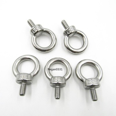 5pcs New M6 Shouldered Lifting Eye Ring Bolts Nuts 304 A2 Stainless Steel M6x12