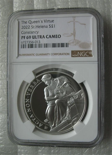 St.Helena 1 Pound 2022 Silver Proof Coin The Queen's Virtues-Constancy NGC PF69