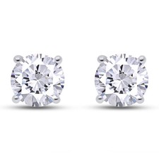 2 ct Simulated Round Sapphire Screw Back Solitaire Stud Earrings 14K White Gold