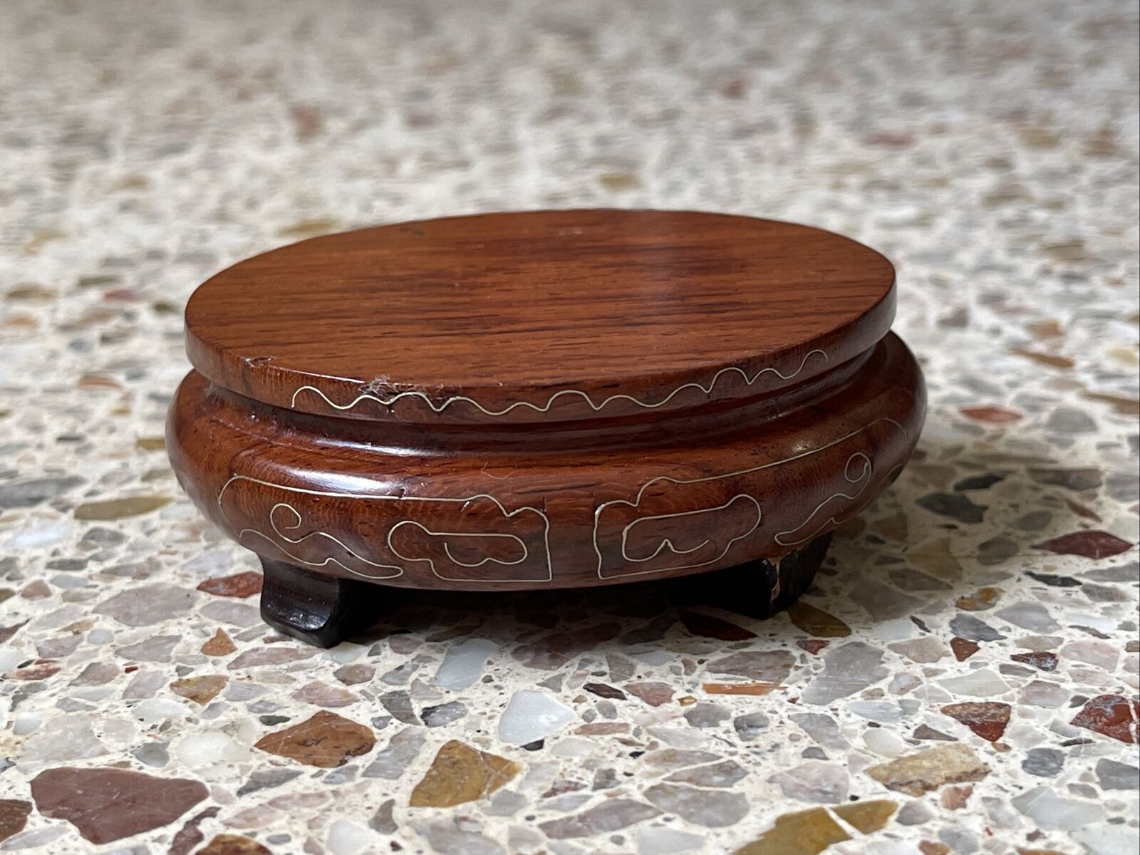 Beautiful Vintage Chinese wood stand - 3" diameter 