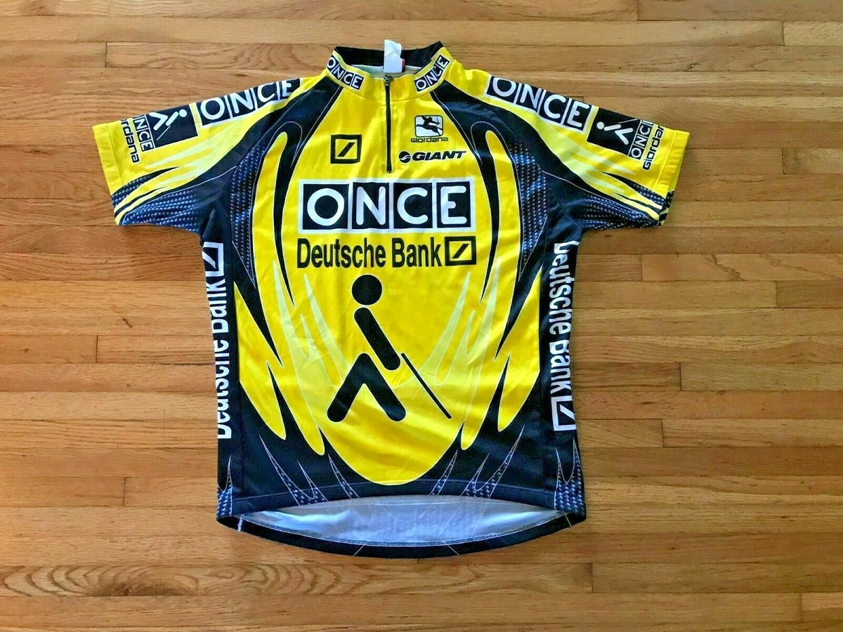 MENS ONCE DEUTSCHE BANK GIORDANA GIANT CYCLING JERSEY SIZE XL YELLOW
