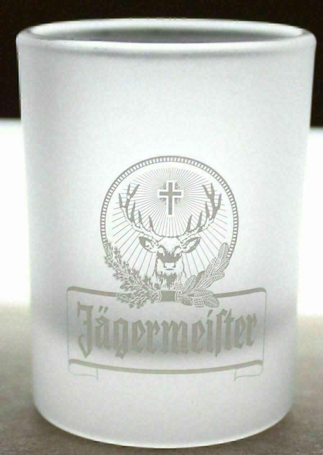 JAGERMEISTER Shot Glasses Frosted GLASS Stag Logo White Set 5 Liquor Bar Barware eBay