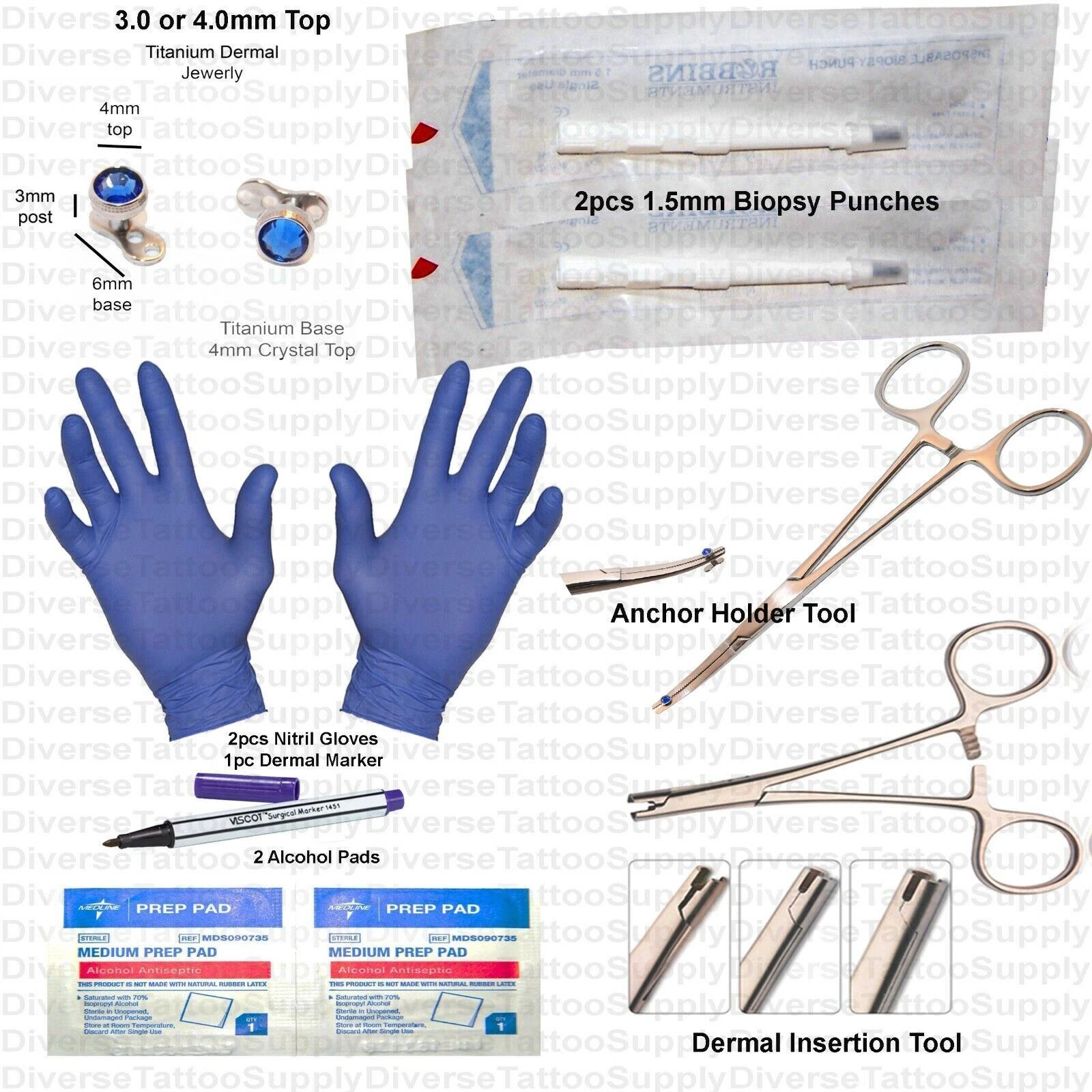2pcs DIY Micro Dermal Anchor Jewelry Piercing Kit image 1