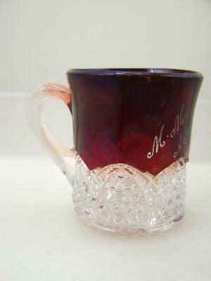 1925 ruby flashed mug ''M.M.'' Adelaide Exhibition''                             A8