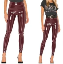 COMMANDO High Shine Faux Patent Leather Legging in Burgandy New Size Large