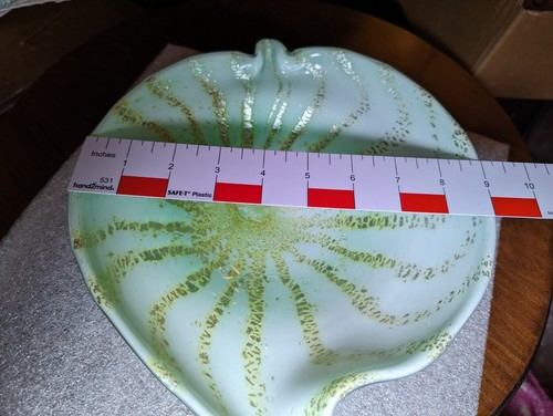 Murano Alfredo Barbini Circus Tent Glass Bowl Aqua White Yellow Silver Flecks  - Picture 13 of 17