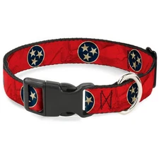 Plastic Clip Collar Tennessee Flag Stars CLOSE-UP Distressed Large 15-24"
