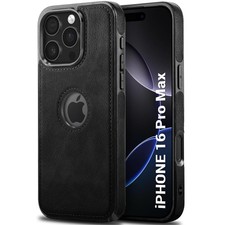 TheGiftKart Leather Finish Back Cover iPhone 16 Pro Max Black
