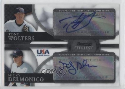 2010 Bowman Sterling USA Baseball Dual Nick Delmonico Tony Wolters Auto 0p8