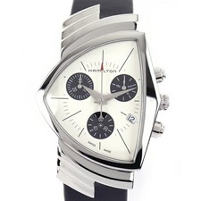 Hamilton entura Chronograph QZ H244320 White x Black Indial Date SS leather