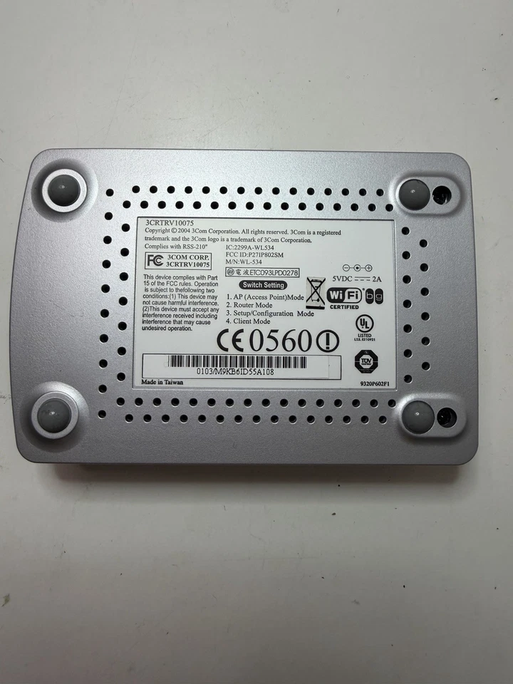 Router de viaje vintage 3Com OfficeConnect 54Mbps 11g WL-534 Foto 3 de 4