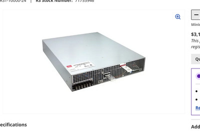 Meanwell RST-10000-24 Power supply.  Open Box.  Never put in service