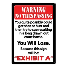 Rivers Edge Products Tin Sign, 17" x 12" Weatherproof Metal Wall Art, Exhibit A