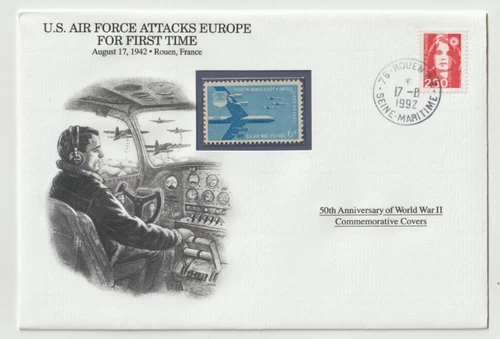 17/8/1992 France FDC - WWII - U.S. Air Force Attacks Europe for First Time