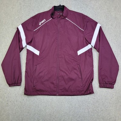 ASICS Surge Warm-Up Jacket Mens Small Maroon Full Zip Mock Neck Track