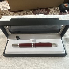 Red Rollerball Pen with Chrome Trim in Gift Box