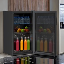 Modern Beverage Refrigerator with Glass Door Undercounter Beer and Wine Cooler