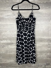 Anne Klein Black White Polka Dot Babydoll Party Cocktail Dress Size 8 Retro Mod