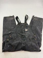 Vintage Carhartt Bib Overalls Mens Black Canvas Workwear Utility Distressed