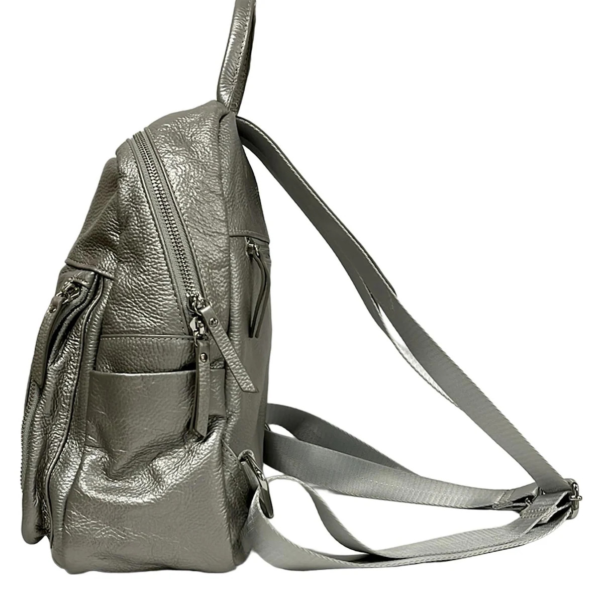 BARCOS - Silver Leather Backpack - image 2
