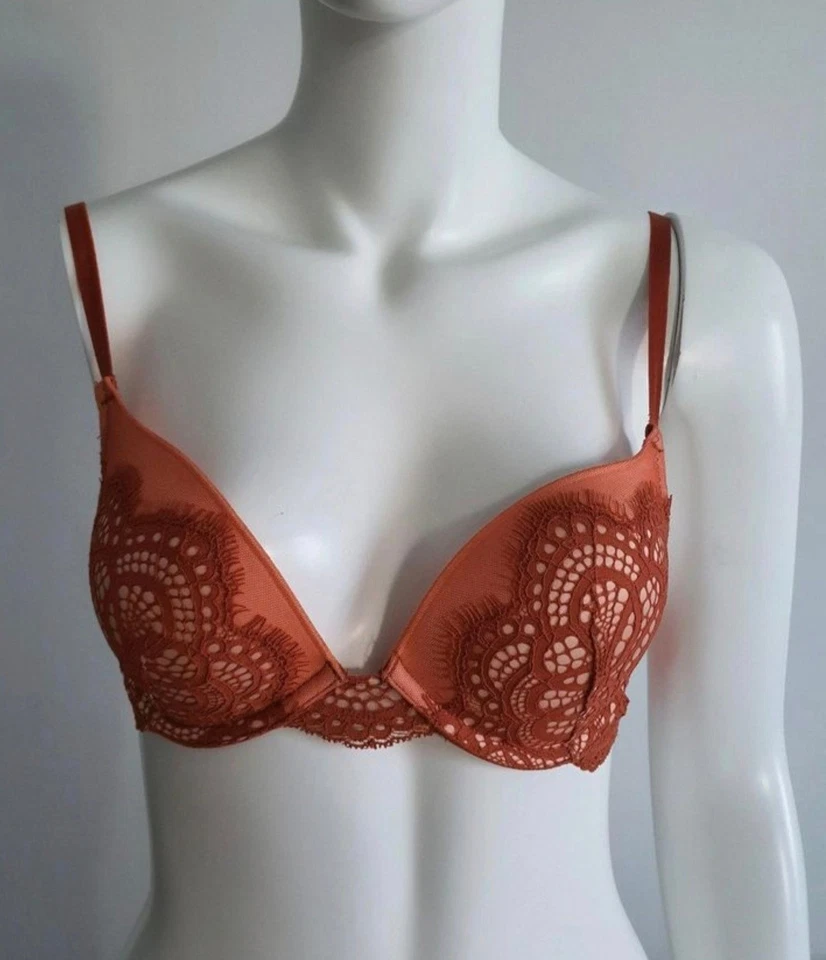 Victorias Secret BH 32 D/70 D Push Up 75c Rose Victoria's Unterwäsche Spitze  - Bild 2 von 4