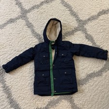 Lands End Boys Expedition Parka Blue / Green. Soft Fleece Lining Large 7