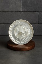 Handcrafted Mother of Pearl Bowl Plate 16cm with Lacquered Wood Base
