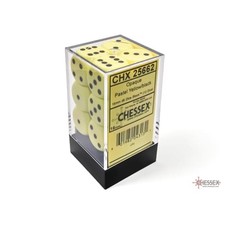 Image of Chessex - Opaque 16mm d6 Pastel Yellow/black Dice Block (12 dice) - New & Sealed