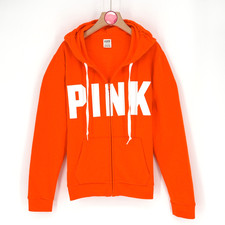 Victoria s Secret PINK Full Zip Hoodie Bright Orange Lounge Womens XL NWOT