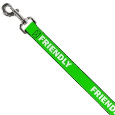 Dog Leash Pet Quote FRIENDLY Green/White NARROW 0.5"