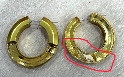 Swarovski Lucent Hoop Earrings Yellow Crystal Cut 1 Earing Is Damaged & Cracked