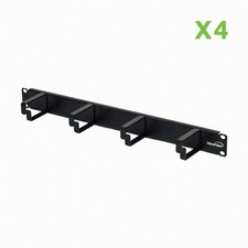 Horizontal Rack Mount Cable Management Bracket 1U 4 D-Rings 2-Inches Deep 4 Pack
